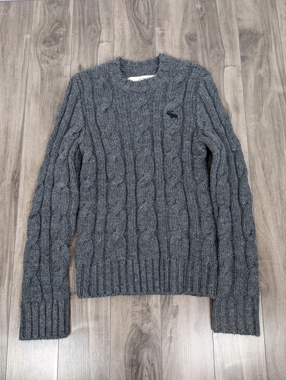 Vintage Abercrombie & Fitch Men's Cable Knit Gray Sweater Size Small